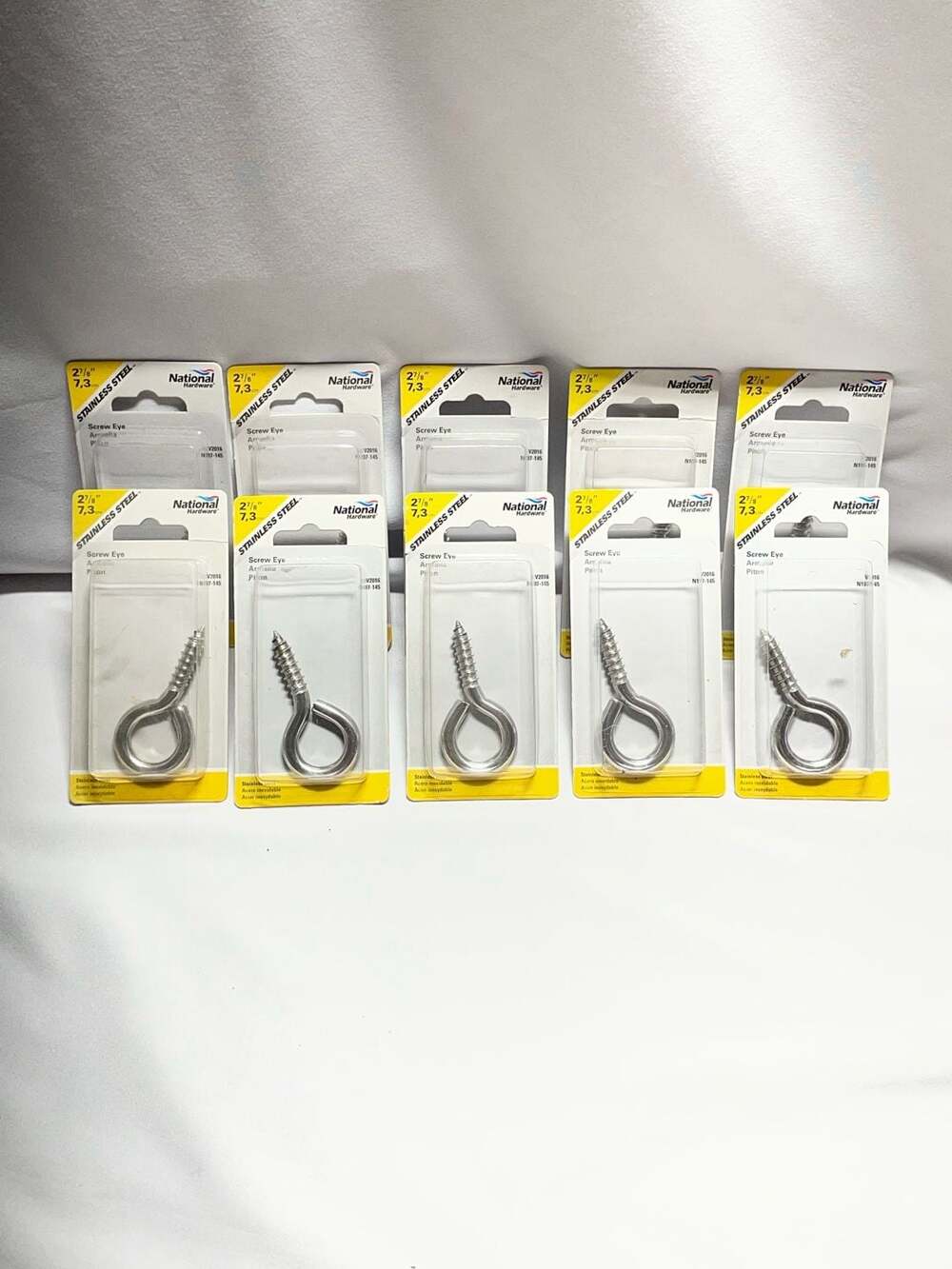 10-Pk National Hardware #0 x 2-7/8" Screw Lag Eye 150lb Load Stainless N197-145